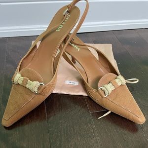 Prada kitten heel sling back shoes